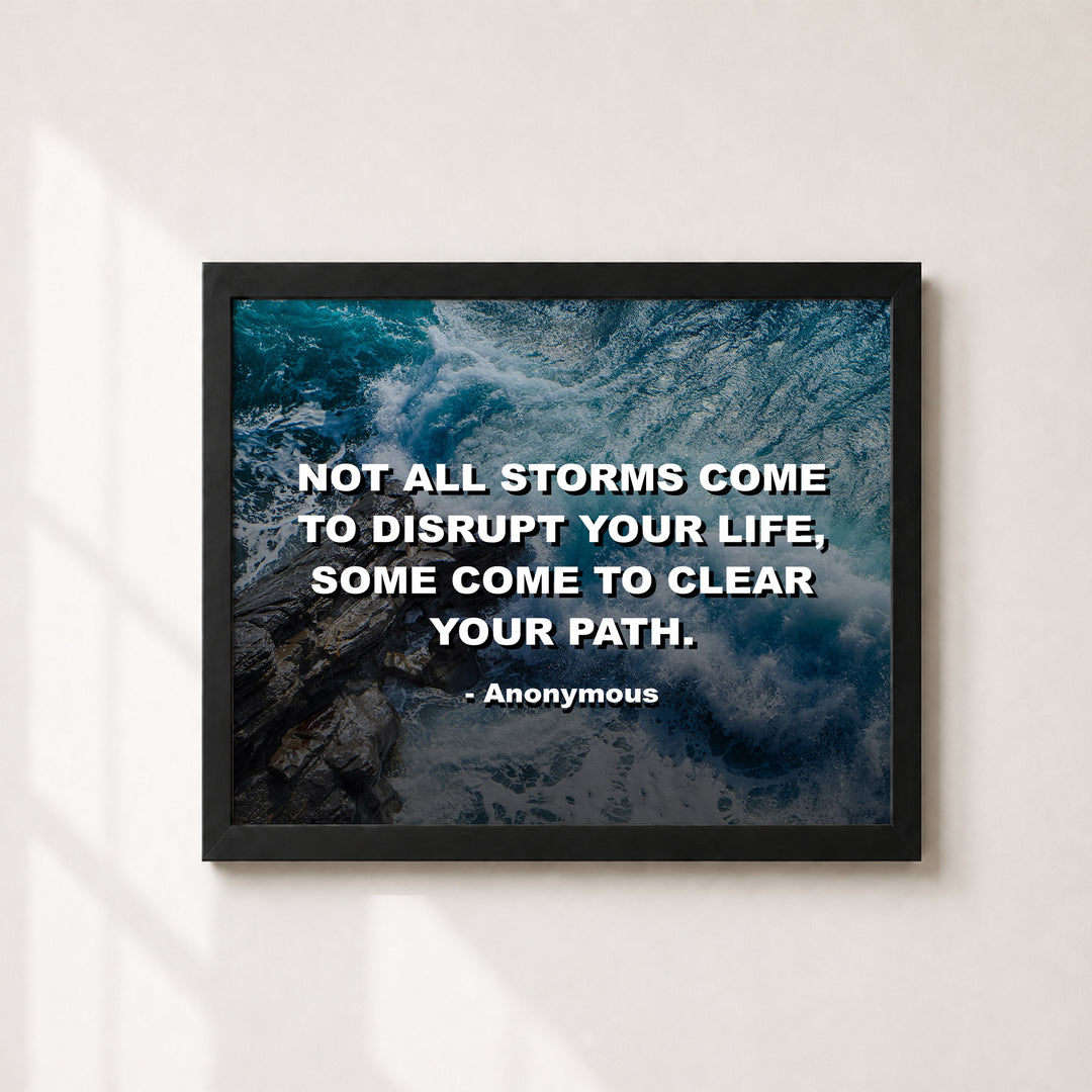 Not All Storms Disrupt Life Quote Ocean Wave Inspirational Wall Art