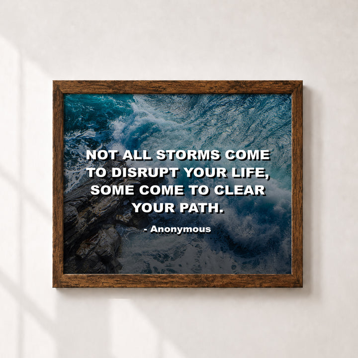 Not All Storms Disrupt Life Quote Ocean Wave Inspirational Wall Art