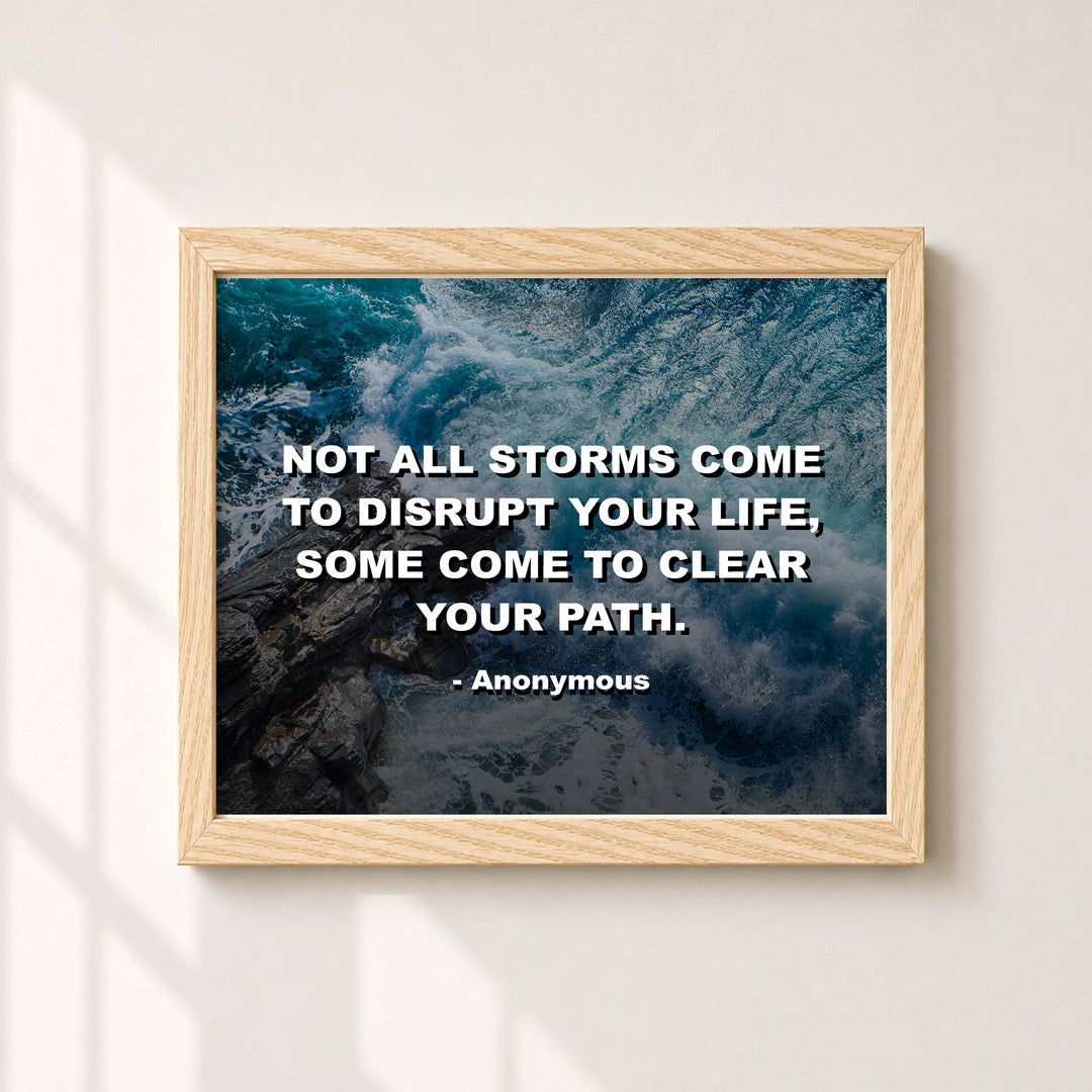 Not All Storms Disrupt Life Quote Ocean Wave Inspirational Wall Art
