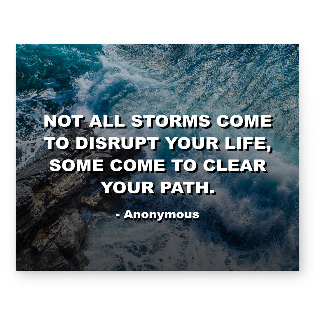 Not All Storms Disrupt Life Quote Ocean Wave Inspirational Wall Art