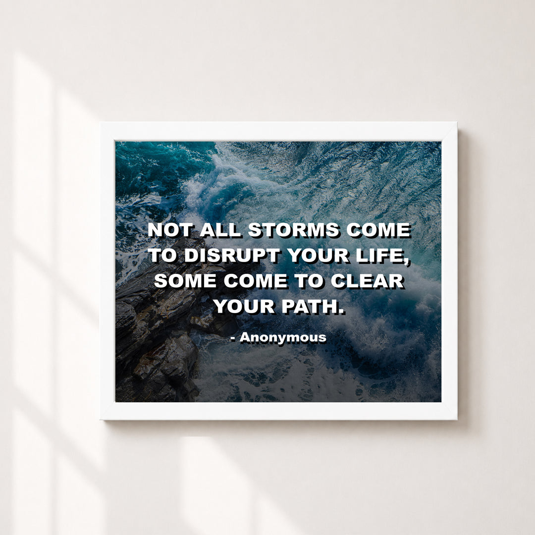 Not All Storms Disrupt Life Quote Ocean Wave Inspirational Wall Art