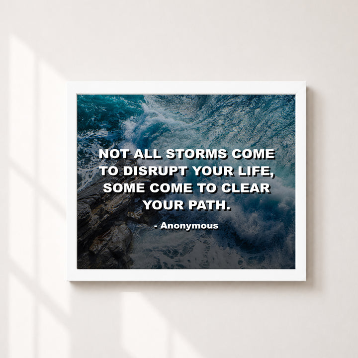 Not All Storms Disrupt Life Quote Ocean Wave Inspirational Wall Art