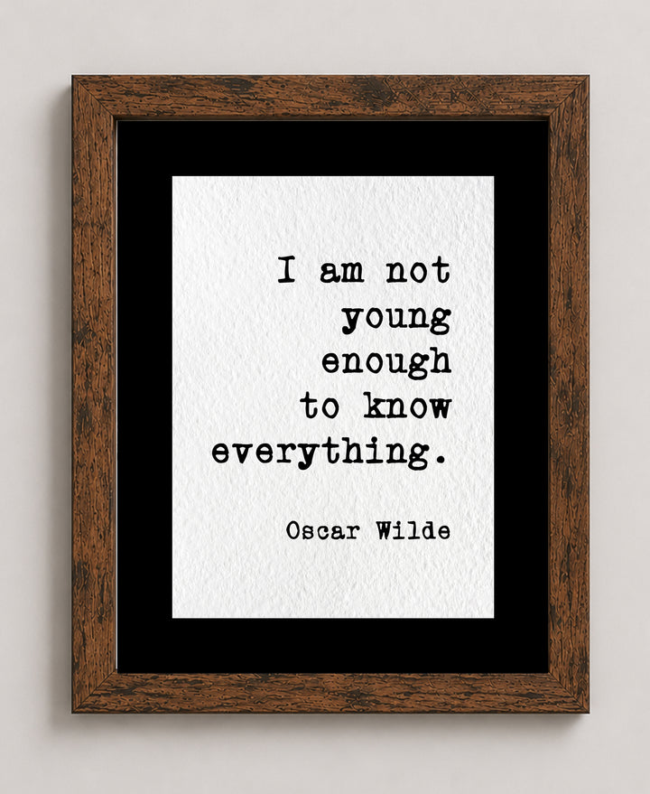 Not Young Yet Wise Oscar Wilde Inspirational Wall Art