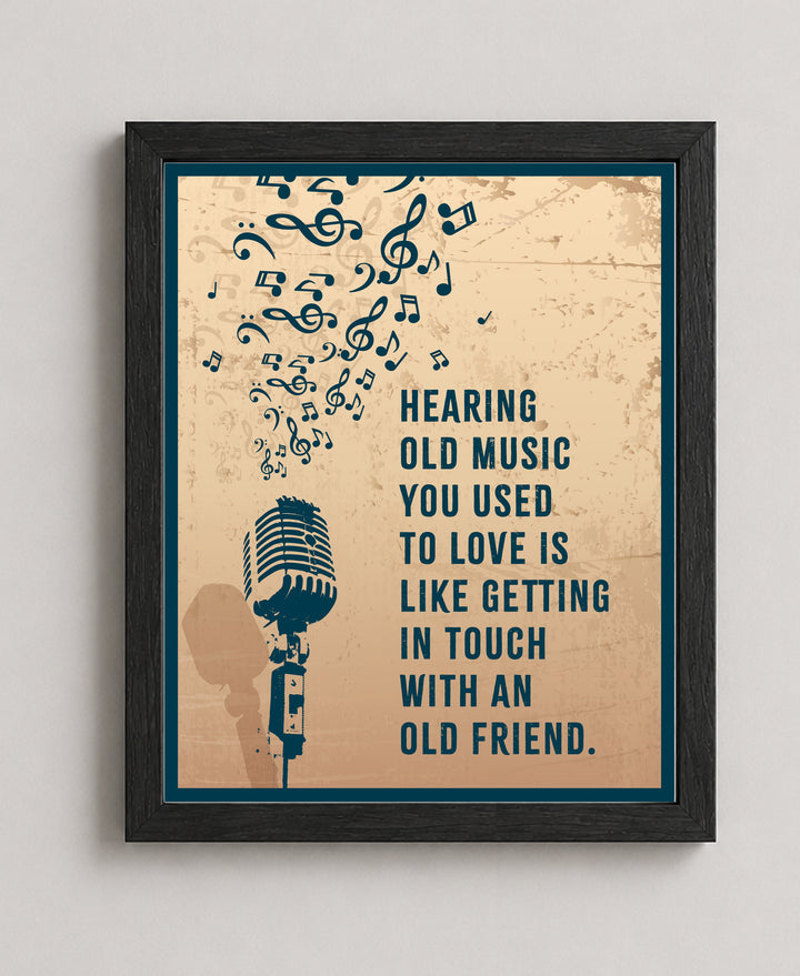 Vintage Microphone &amp; Music Notes Wall Art