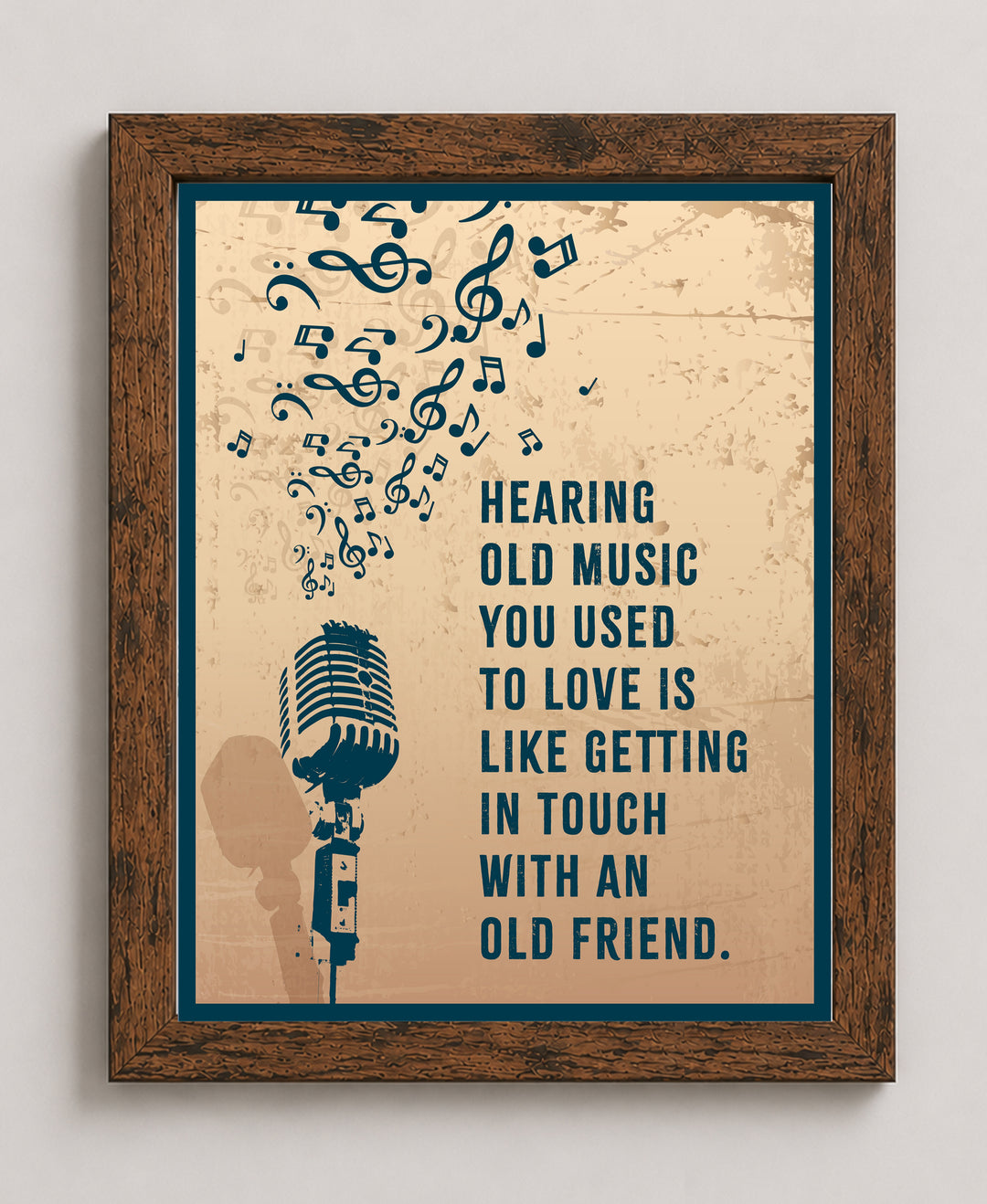 Vintage Microphone &amp; Music Notes Wall Art