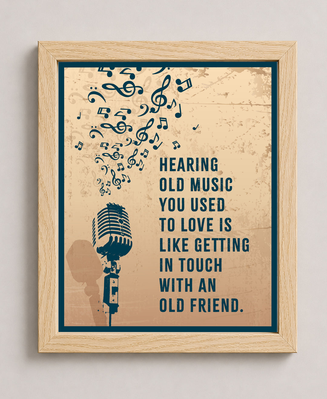 Vintage Microphone &amp; Music Notes Wall Art