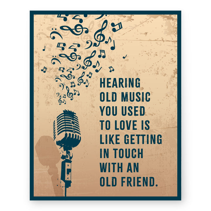 Vintage Microphone &amp; Music Notes Wall Art