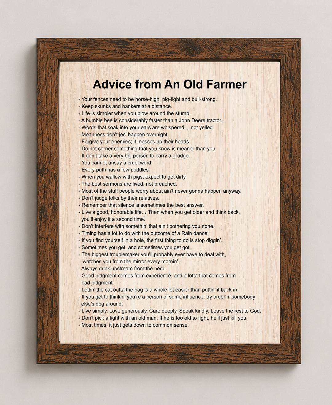 Advice From Old Farmer Funny Wall Art