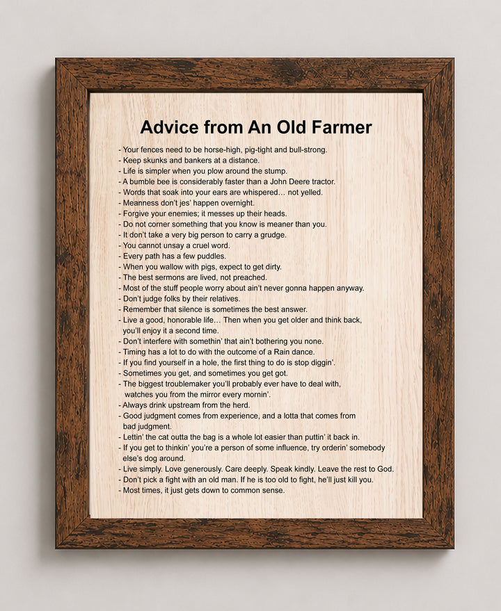 Advice From Old Farmer Funny Wall Art