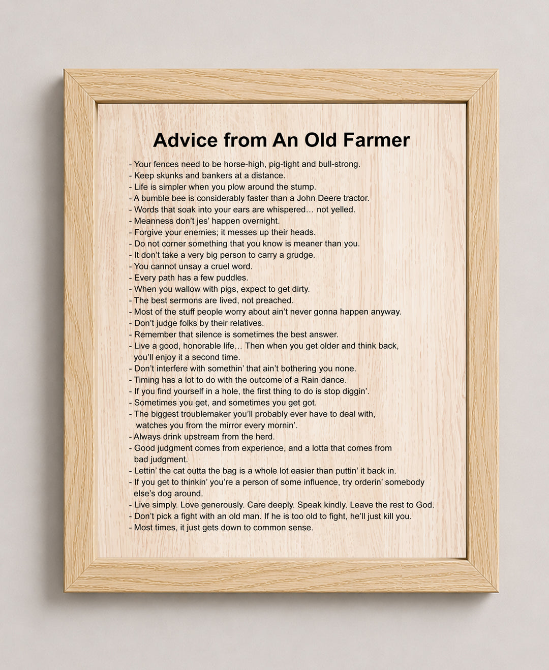 Advice From Old Farmer Funny Wall Art