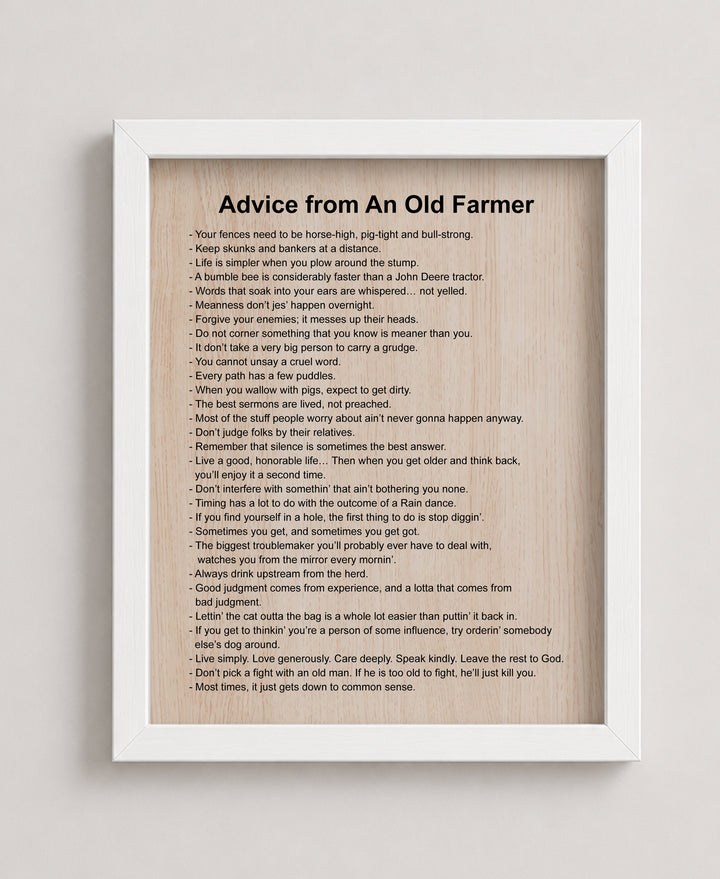 Advice From Old Farmer Funny Wall Art