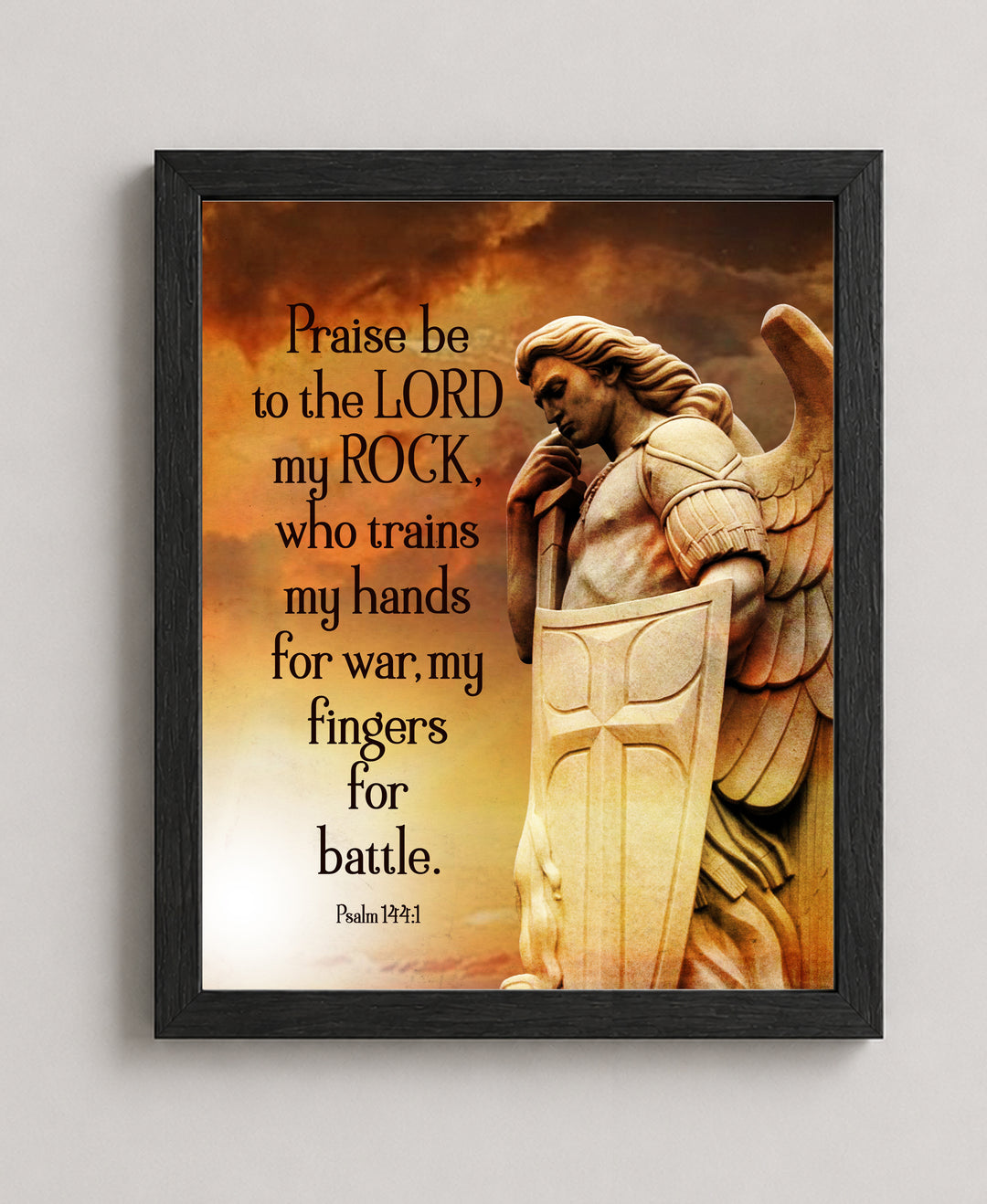 Psalm 144 1 Angel Warrior Inspirational Scripture Bible Verse Wall Art