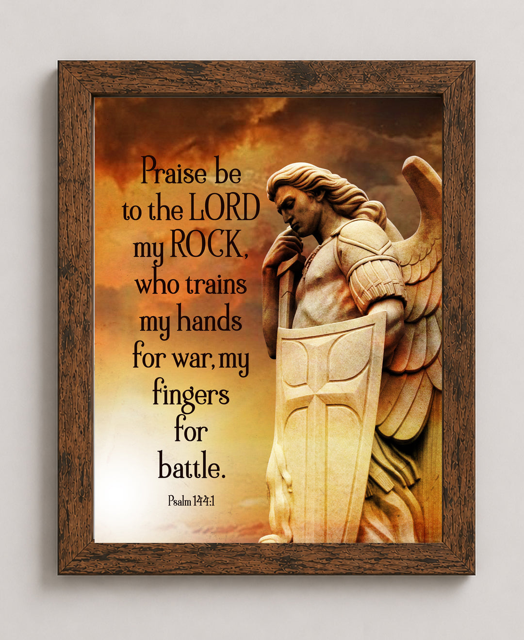 Psalm 144 1 Angel Warrior Inspirational Scripture Bible Verse Wall Art
