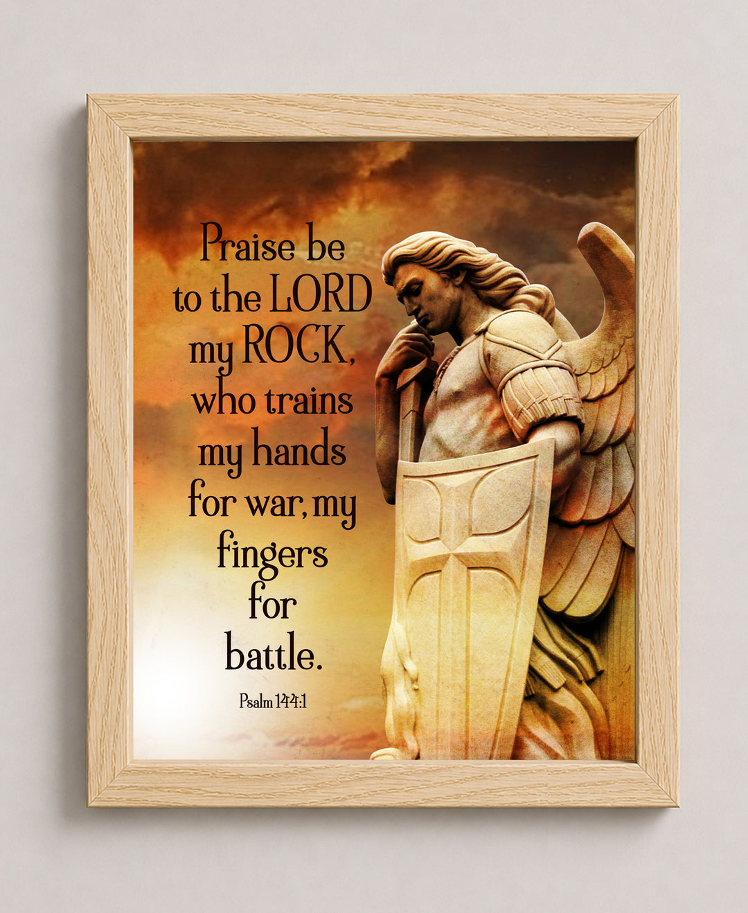 Psalm 144 1 Angel Warrior Inspirational Scripture Bible Verse Wall Art