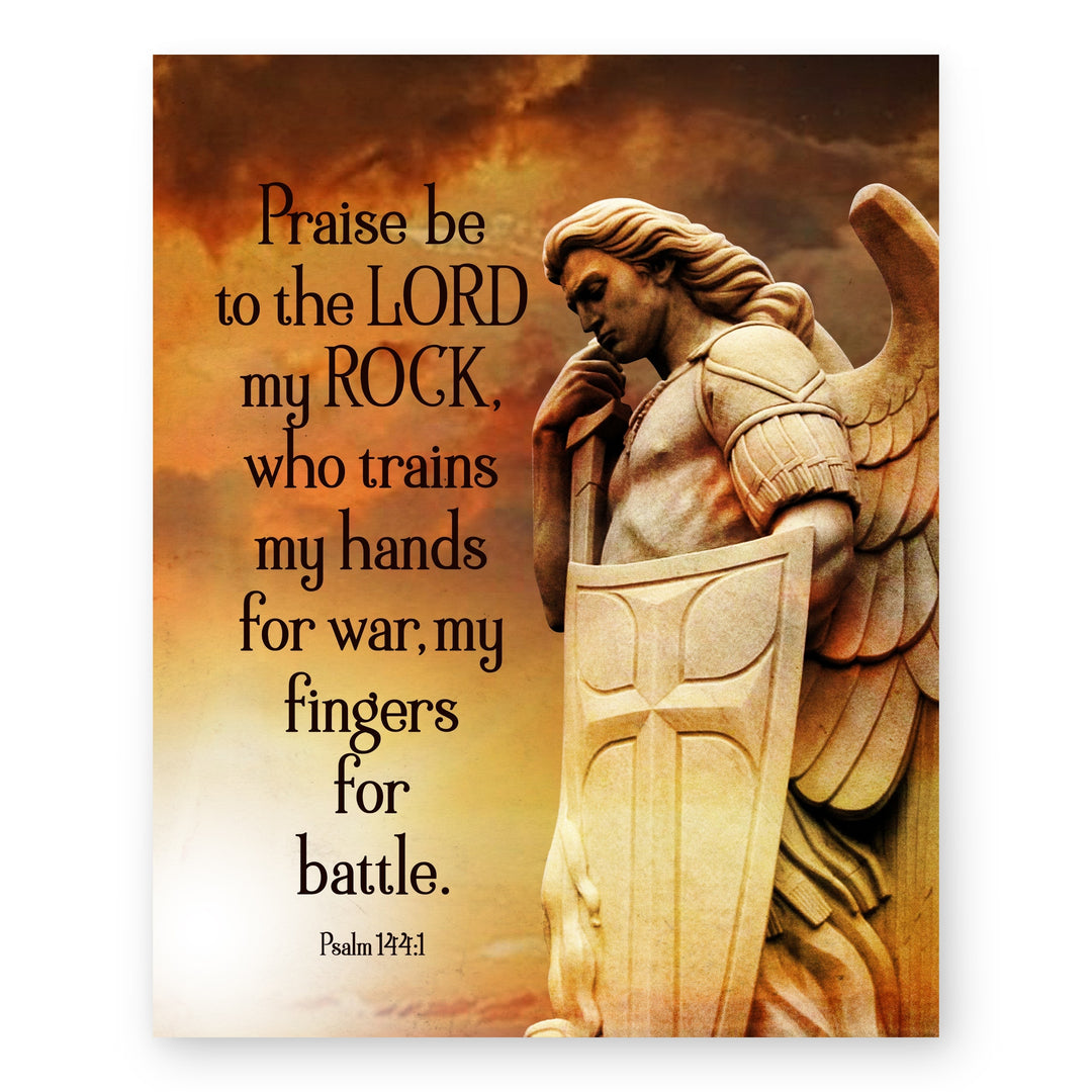 Psalm 144 1 Angel Warrior Inspirational Scripture Bible Verse Wall Art