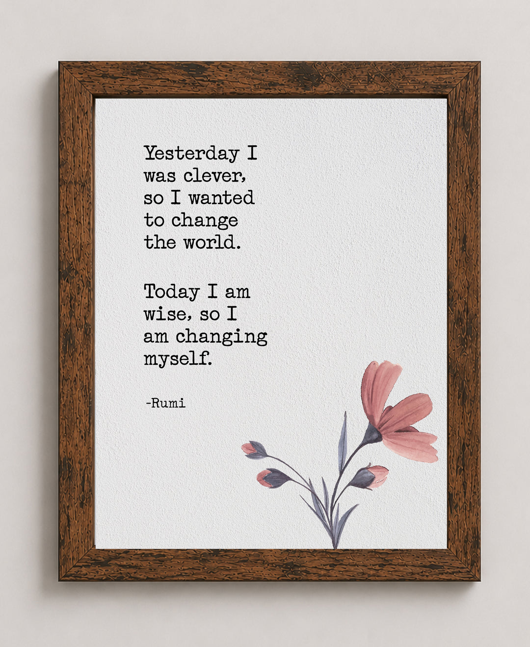 Today I Am Wise Rumi Inspirational Wall Art