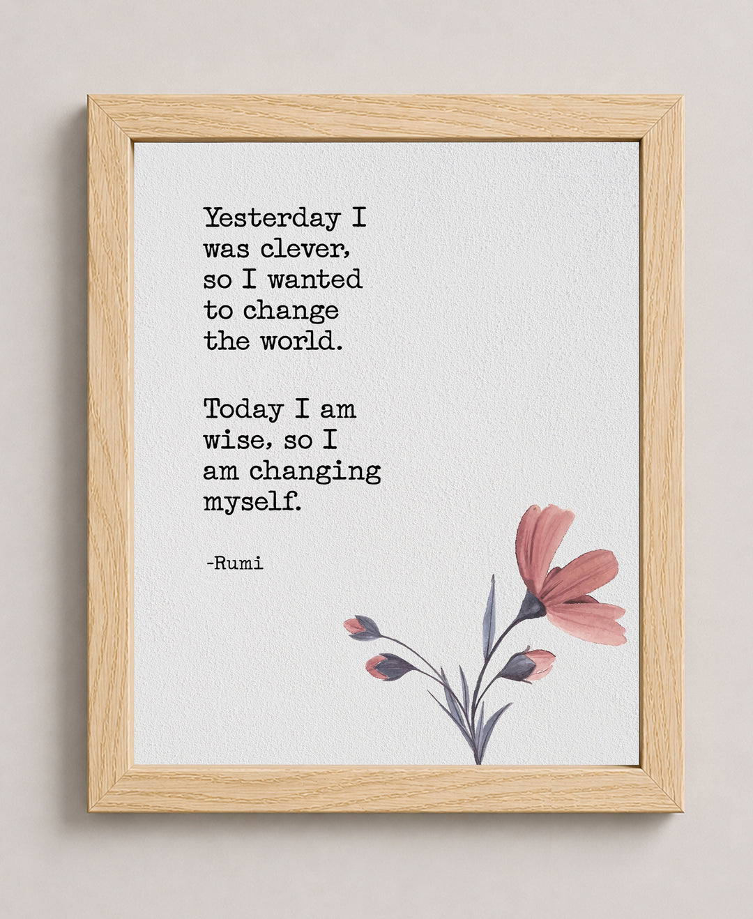 Today I Am Wise Rumi Inspirational Wall Art