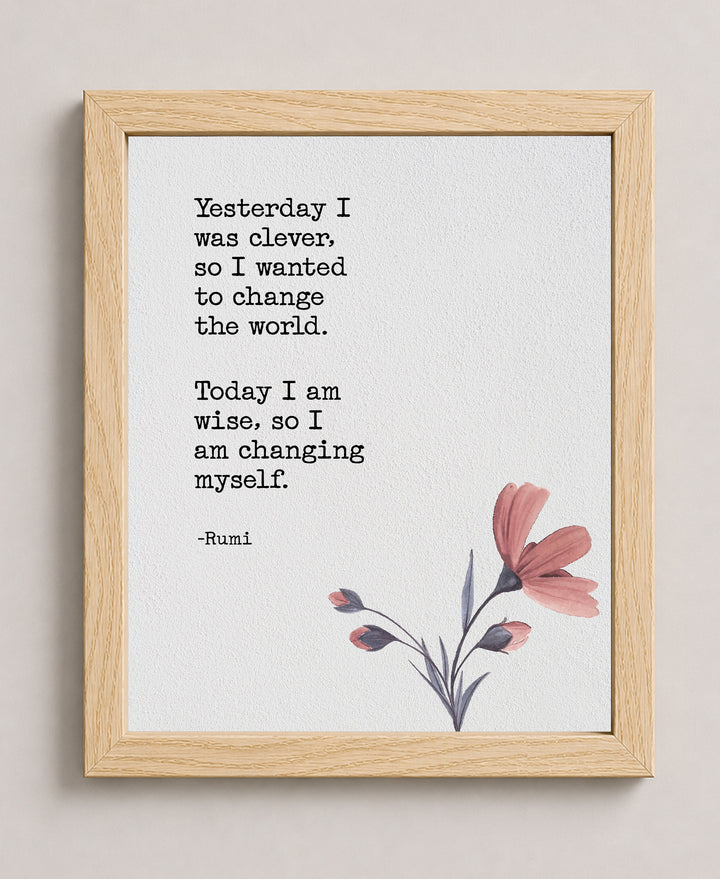 Today I Am Wise Rumi Inspirational Wall Art