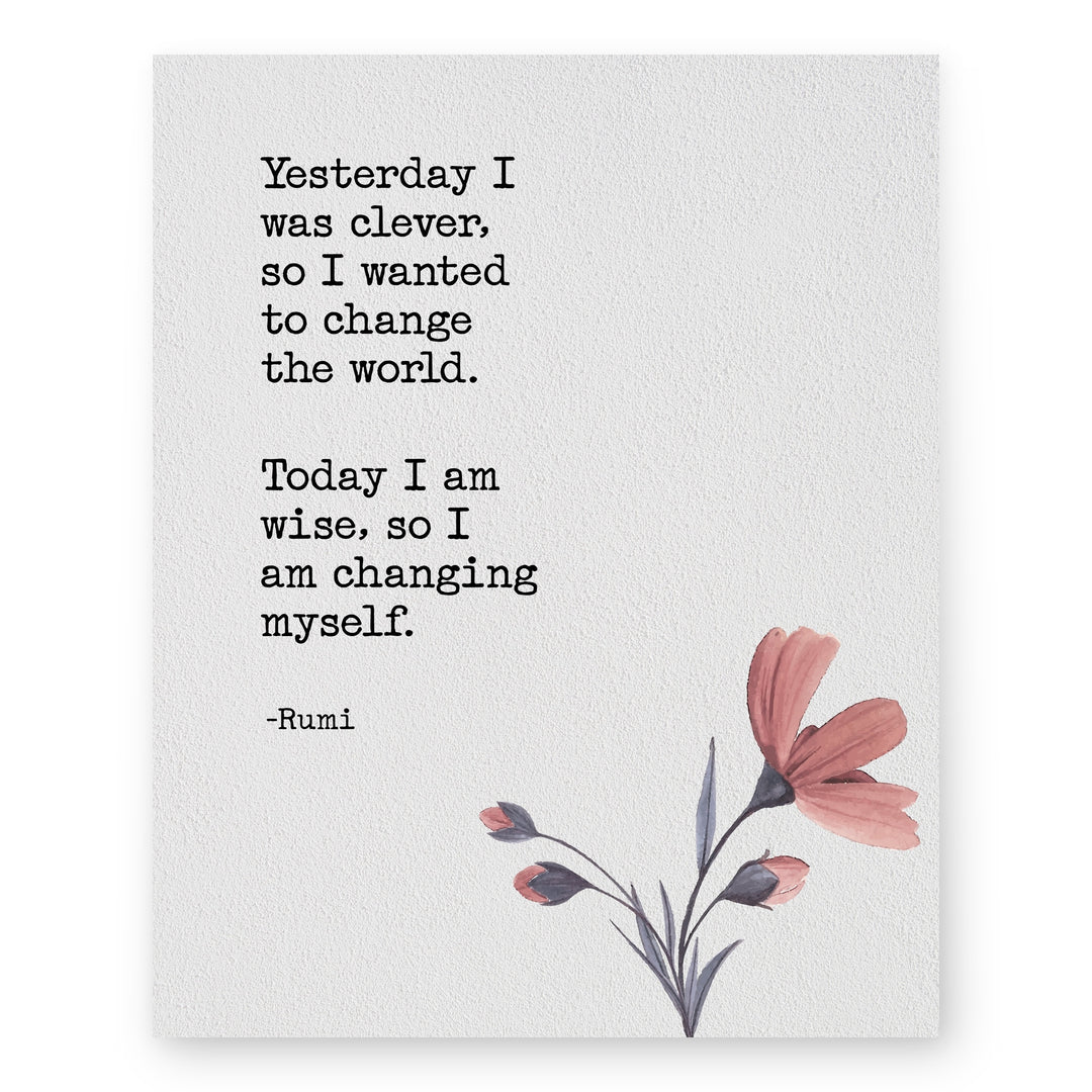 Today I Am Wise Rumi Inspirational Wall Art