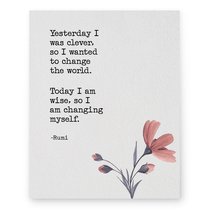 Today I Am Wise Rumi Inspirational Wall Art