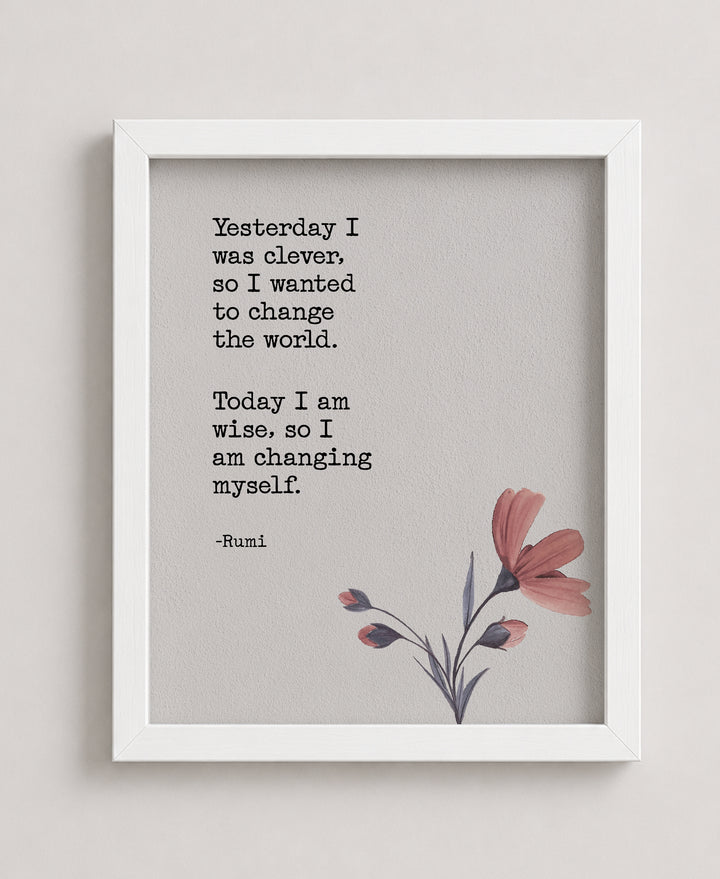 Today I Am Wise Rumi Inspirational Wall Art