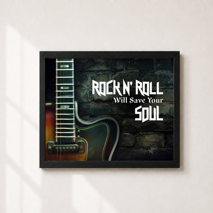 Rock N Roll Retro Guitar Music Wall Art