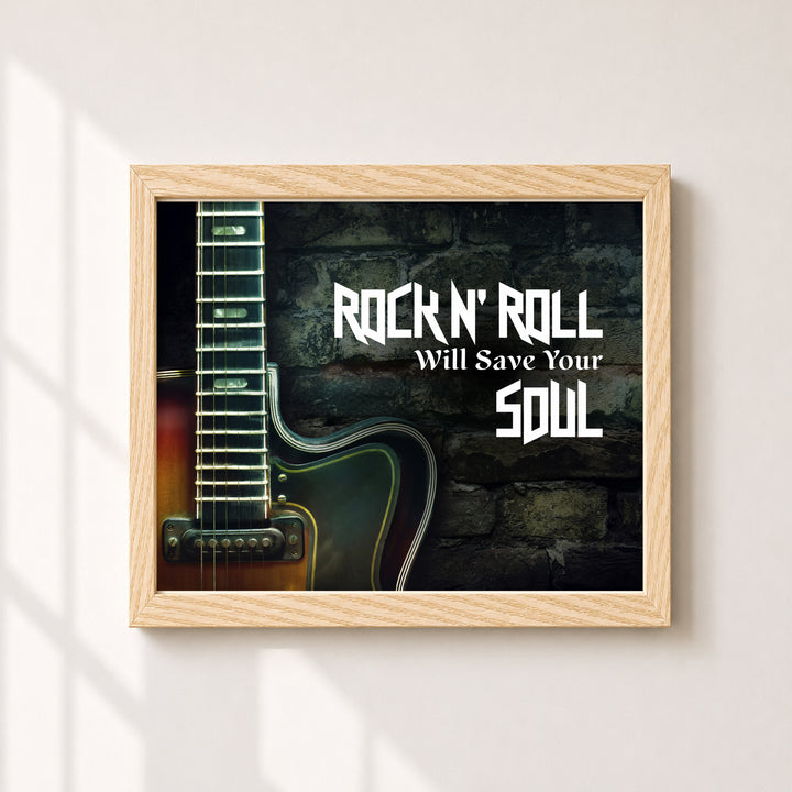 Rock N Roll Retro Guitar Music Wall Art