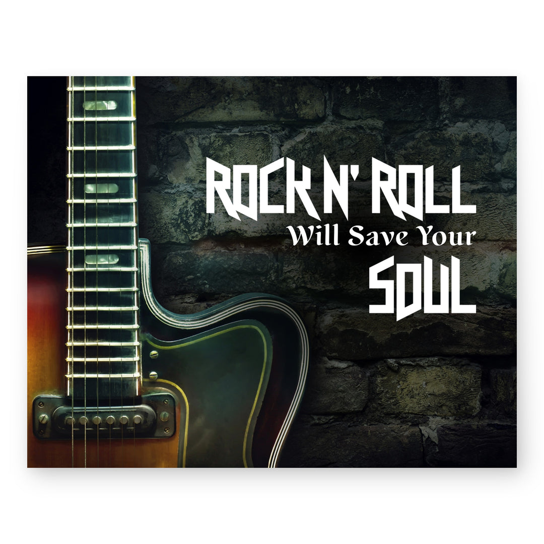 Rock N Roll Retro Guitar Music Wall Art