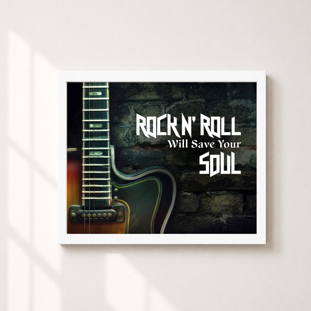 Rock N Roll Retro Guitar Music Wall Art