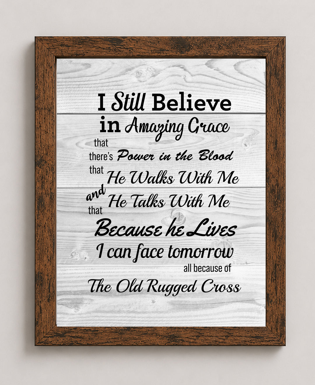 Christian Hymns Wall Art w Distressed Wood Design Wall Art