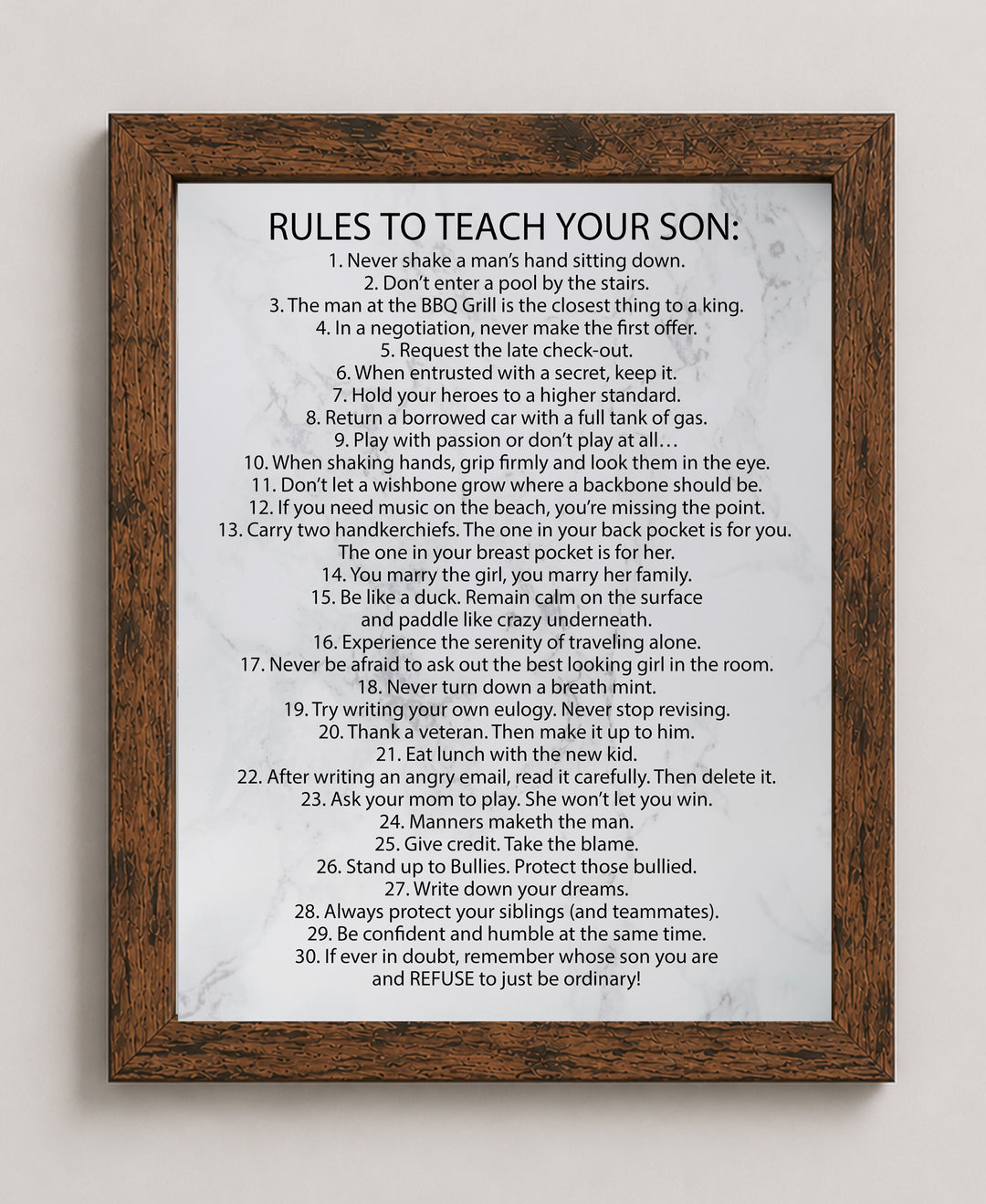 Rules To Teach Your Son Family Inspirational Wall Art