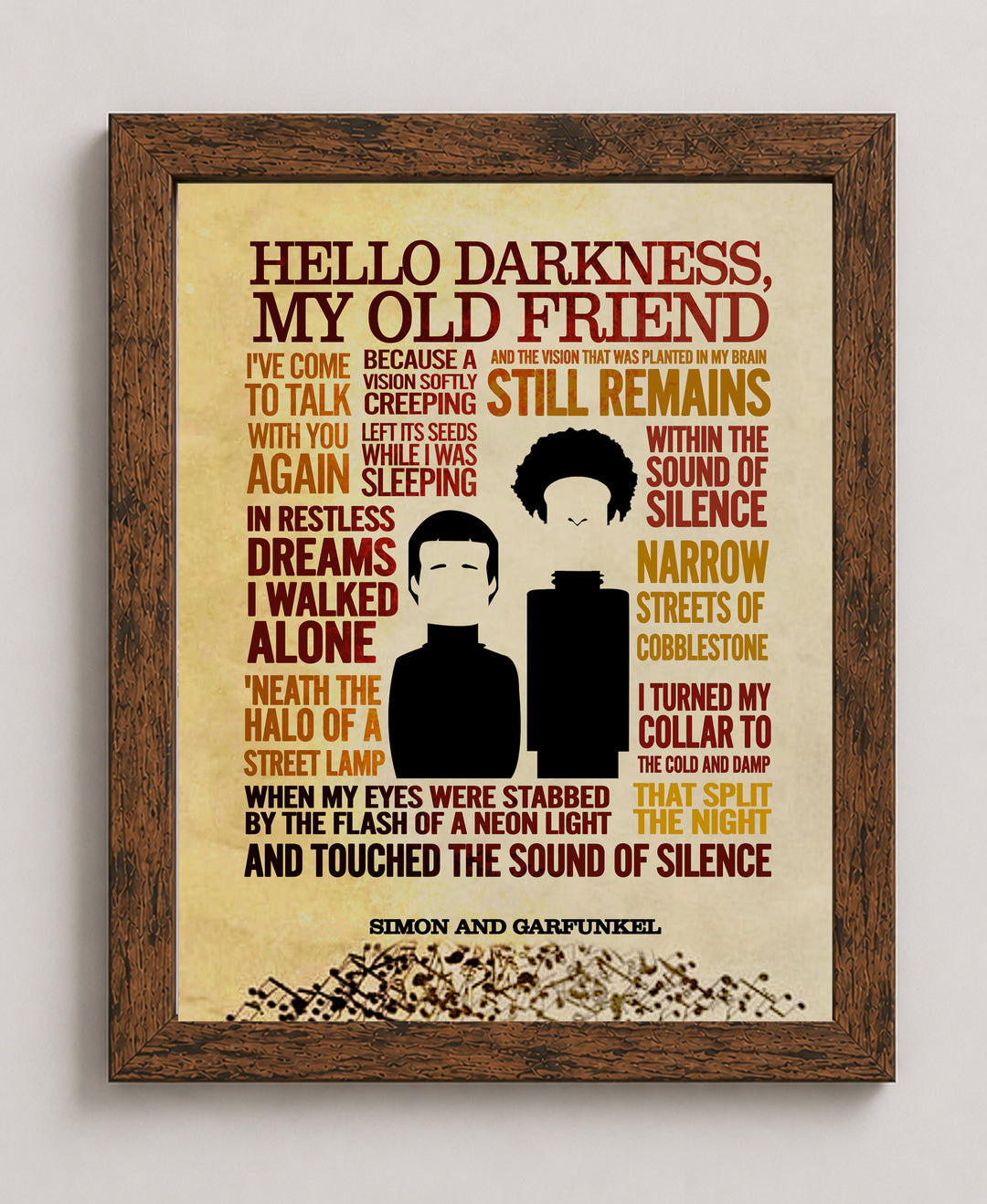 The Sound of Silence Simon &amp; Garfunkel Lyrics Music Wall Art