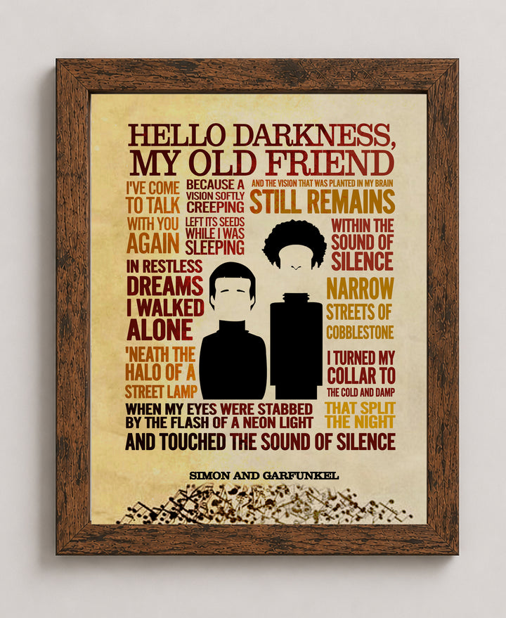 The Sound of Silence Simon &amp; Garfunkel Lyrics Music Wall Art