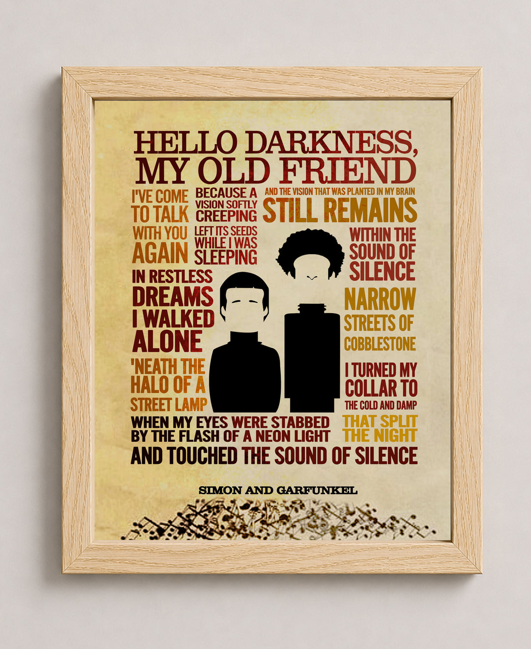 The Sound of Silence Simon &amp; Garfunkel Lyrics Music Wall Art
