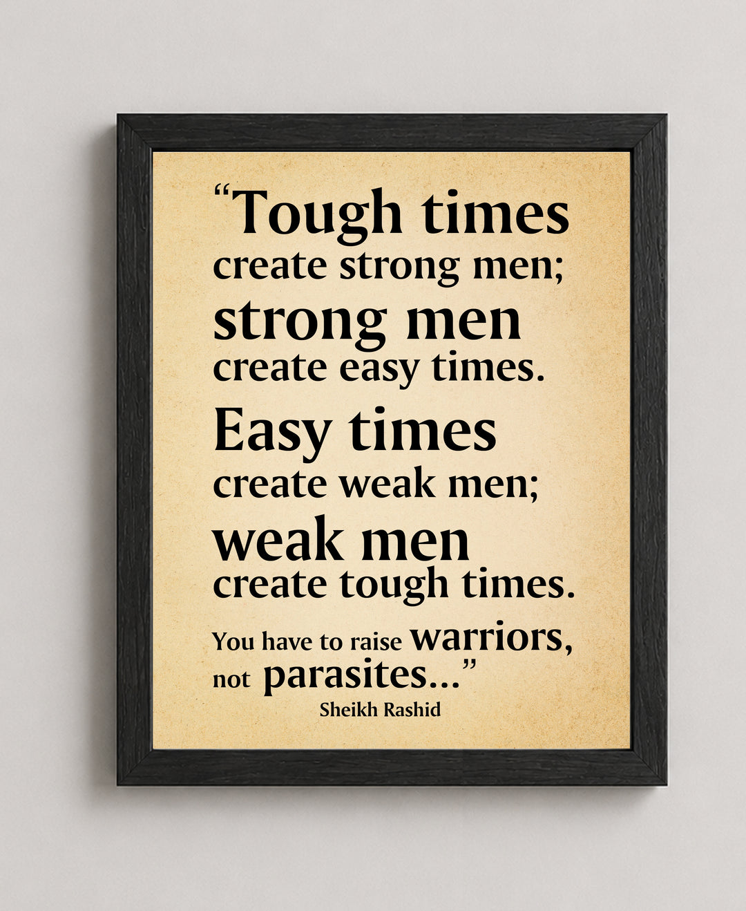 Tough Times Create Strong Men Motivational Wall Art