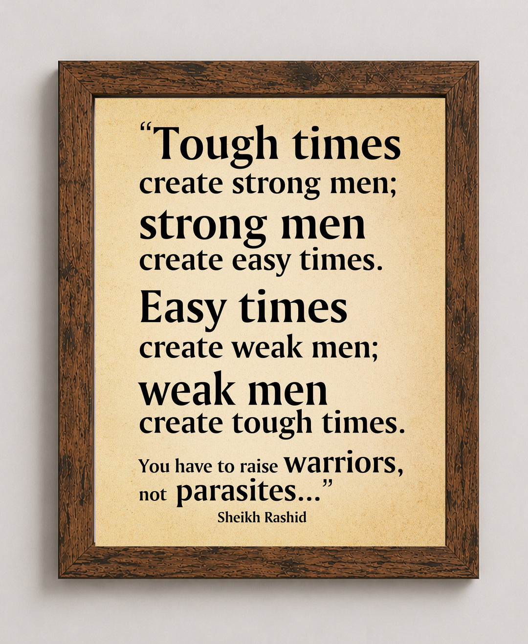 Tough Times Create Strong Men Motivational Wall Art
