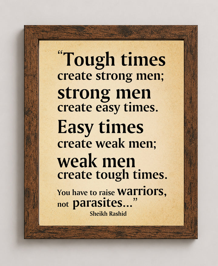 Tough Times Create Strong Men Motivational Wall Art
