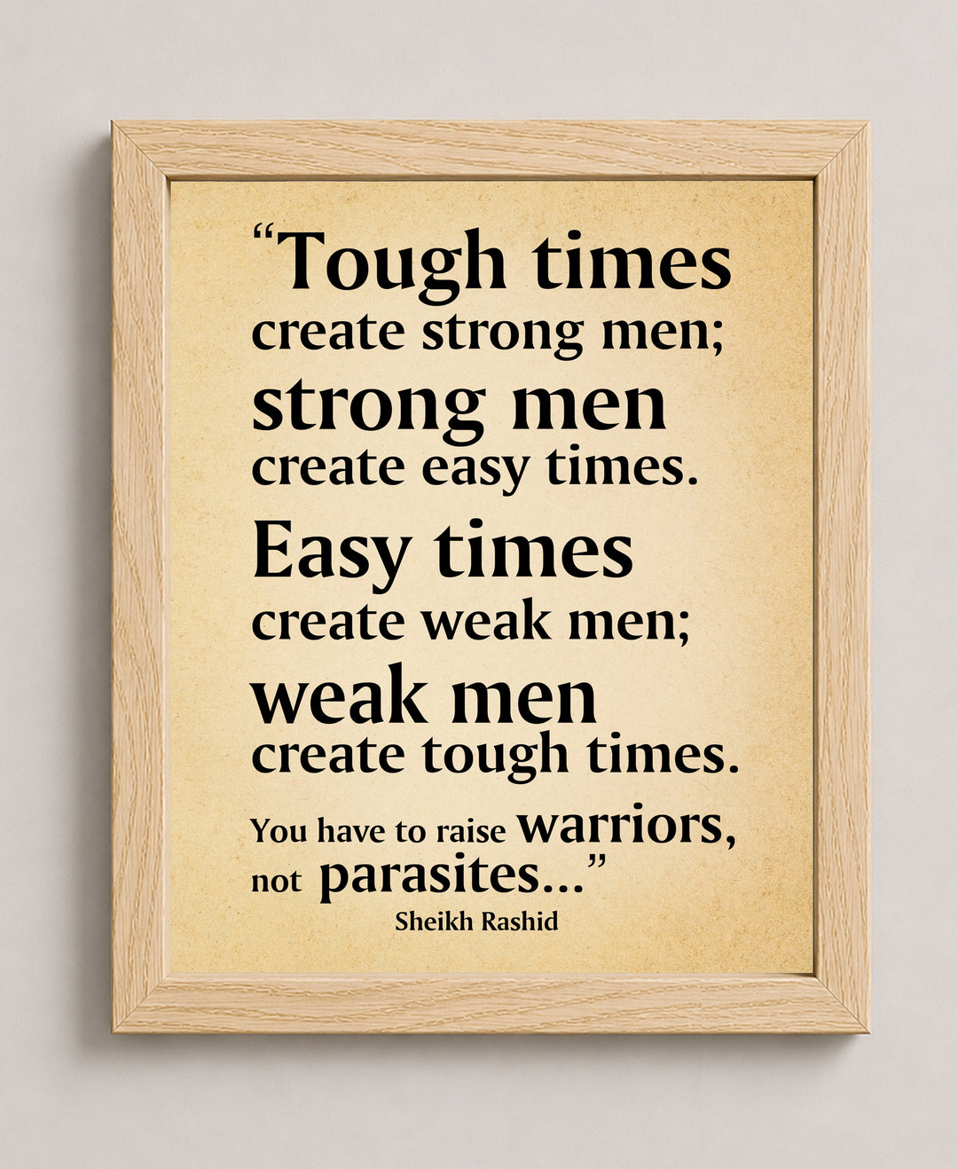 Tough Times Create Strong Men Motivational Wall Art