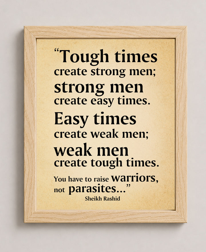 Tough Times Create Strong Men Motivational Wall Art