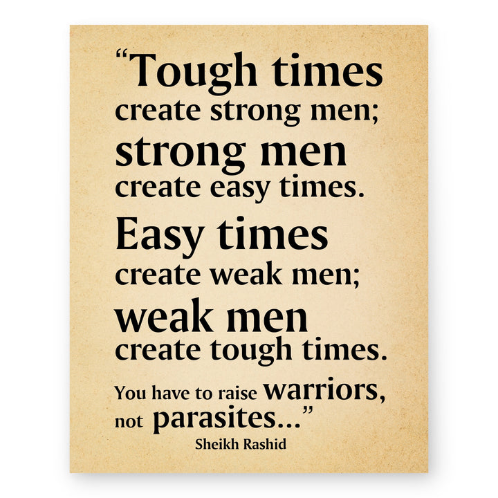Tough Times Create Strong Men Motivational Wall Art