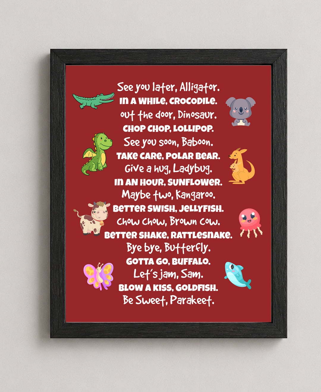 Funny Typographic Kids Rhyme Wall Art for Nursery Wall Art