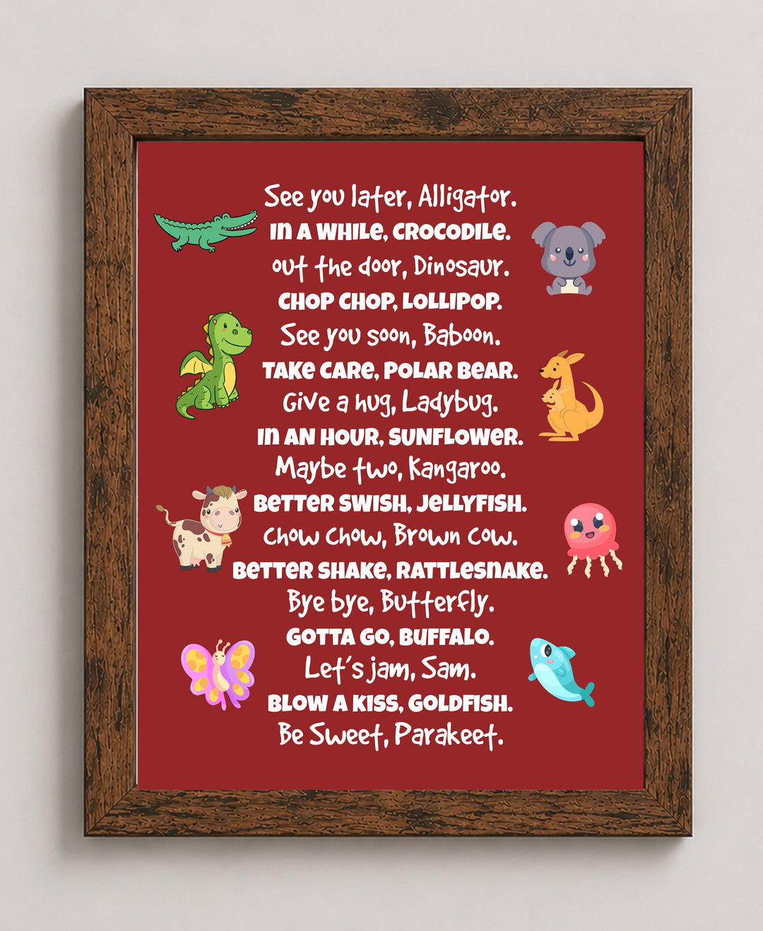 Funny Typographic Kids Rhyme Wall Art for Nursery Wall Art