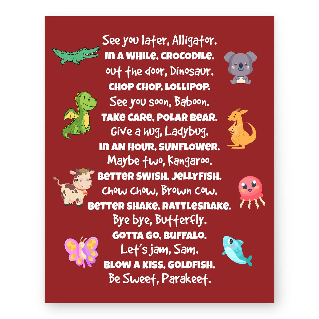 Funny Typographic Kids Rhyme Wall Art for Nursery Wall Art