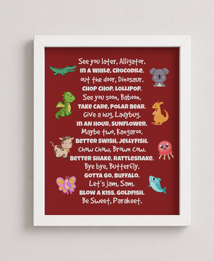 Funny Typographic Kids Rhyme Wall Art for Nursery Wall Art