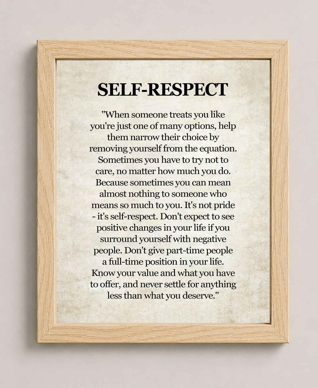 respect Know Your Value Inspirational Wall Art