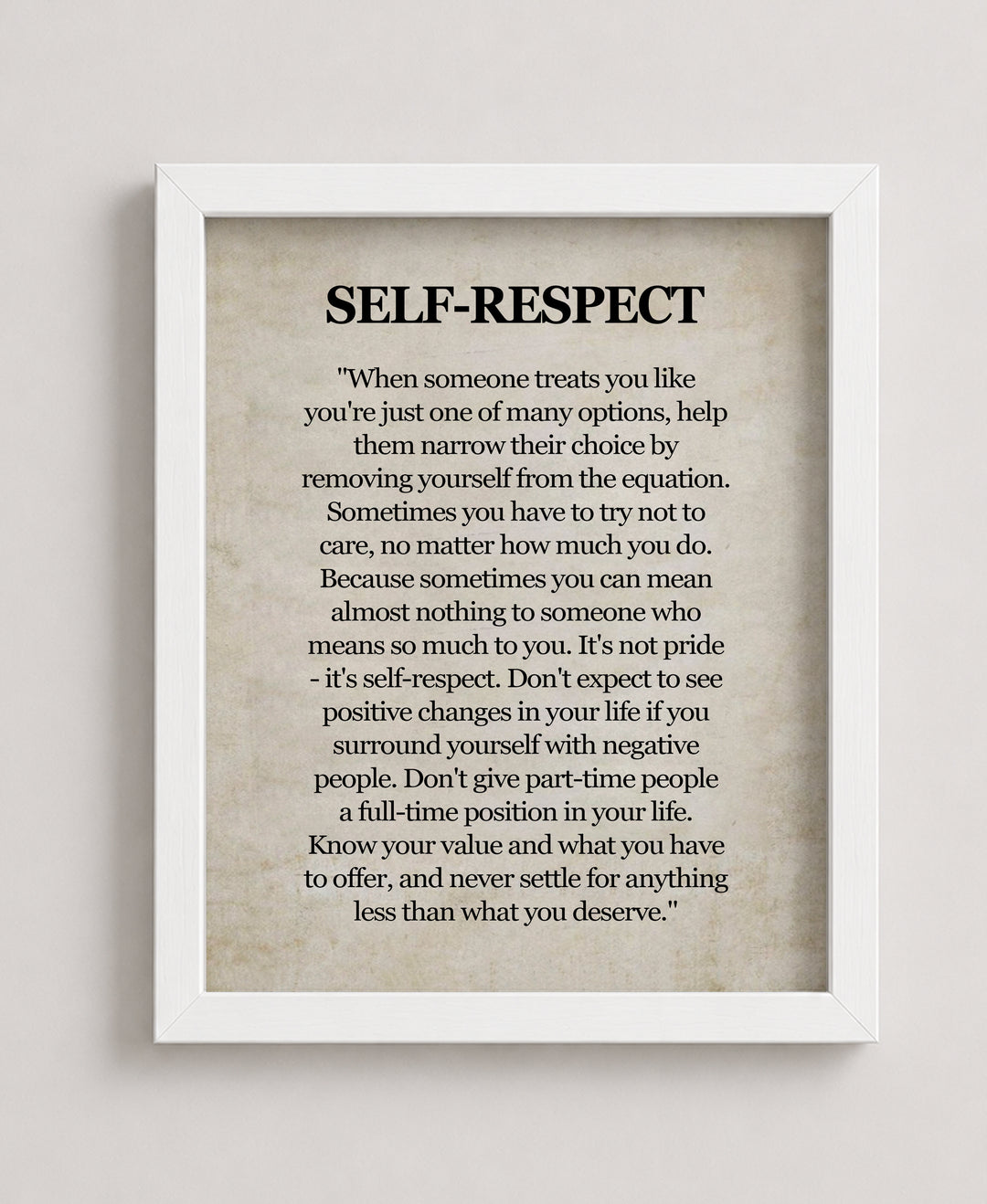 respect Know Your Value Inspirational Wall Art