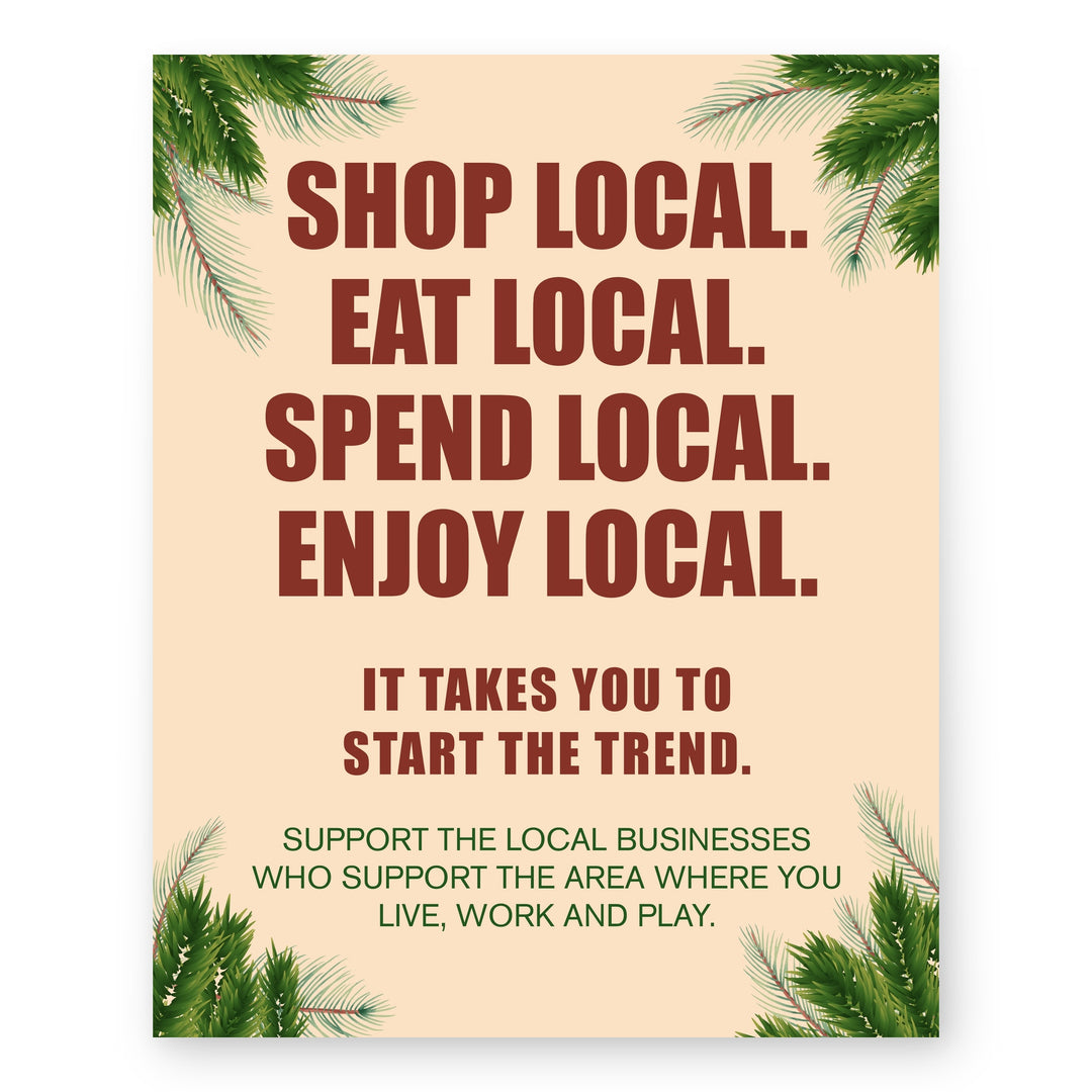 Shop &amp; Support Local Businesses Rustic Floral Inspirational Wall Art