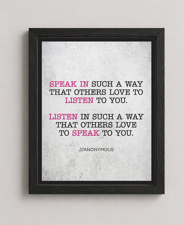 Speak and Listen Inspirational Wall Art