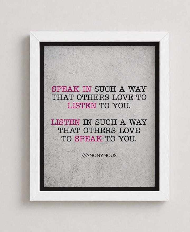 Speak and Listen Inspirational Wall Art