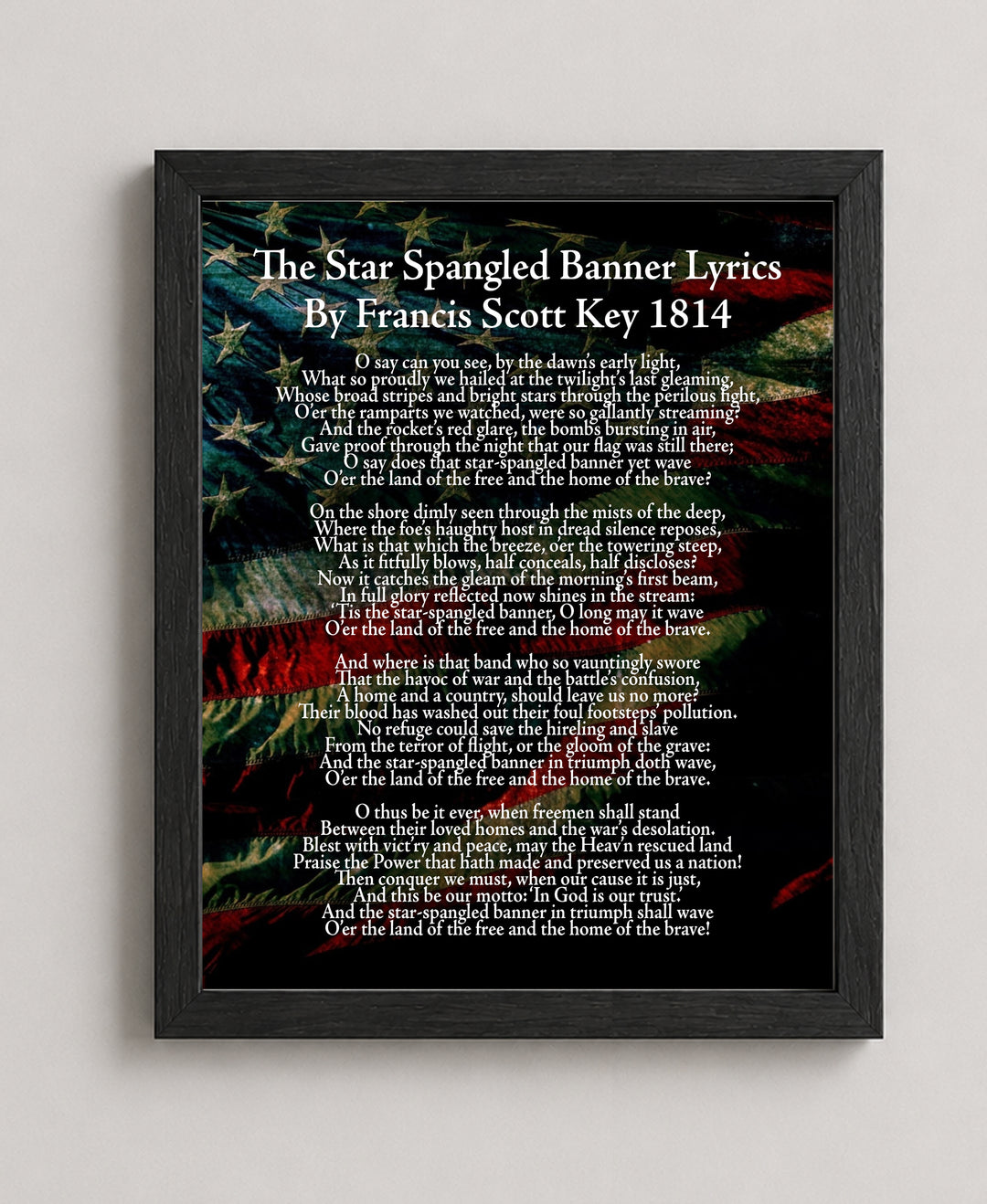 Historic 1814 National Anthem Lyrics Patriotic Wall Art